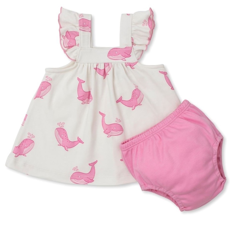 12-18M🐳🩷NWT KISSY KISSY LOVE BABY GIRLS PINK WHALE ANTICS BLOOMERS SET